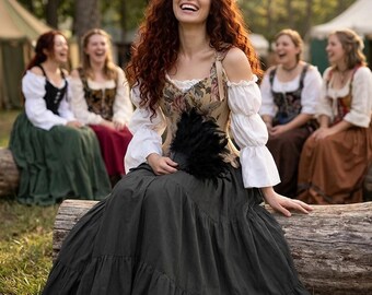 Renaissance Faire Cotton Dress - Tapestry Stays Corset - Ren Faire Costume Renaissance Faire Cotton Dress - Tapestry Stays Corset - Ren Faire Costume