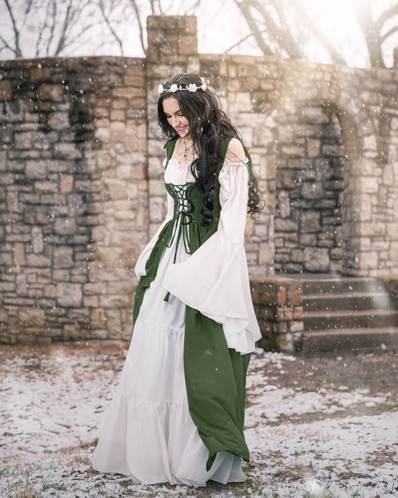 Reminisce Renaissance Faire Dress Medieval Costume Corset Overdress &  Mythic Chemise Set -  Canada