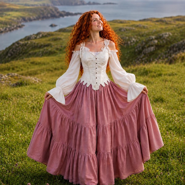 Cottagecore - Renaissance Fair Full Maxi Rose Tiered Skirt