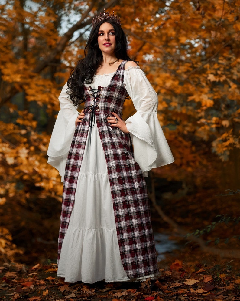 Reminisce Scottish Highlands Renaissance 2 Piece Plaid Costume Dress and Chemise Set image 5