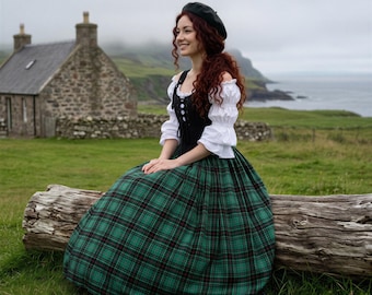 Renaissance Fair Highlander Celtic Peasant Wench Costume – Ren Fair Plaid Scottish Dress