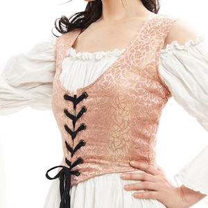 Rose Brocade Corset Vest Bodice - Renaissance Faire - Fantasy Cosplay Top - Stays - Women - Fairy -  Reminisce Brand