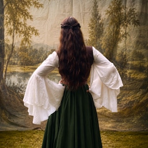 peasant smock dress Smock-Waist Midi in Blossoming Vines Smocked bodice with wide waistband Girl's Steel Blue Smocked Peasant