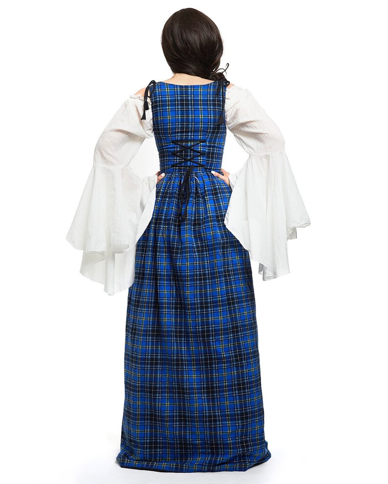 Reminisce Scottish Highlands Renaissance 2 Piece Plaid Costume Dress and Chemise Set image 9