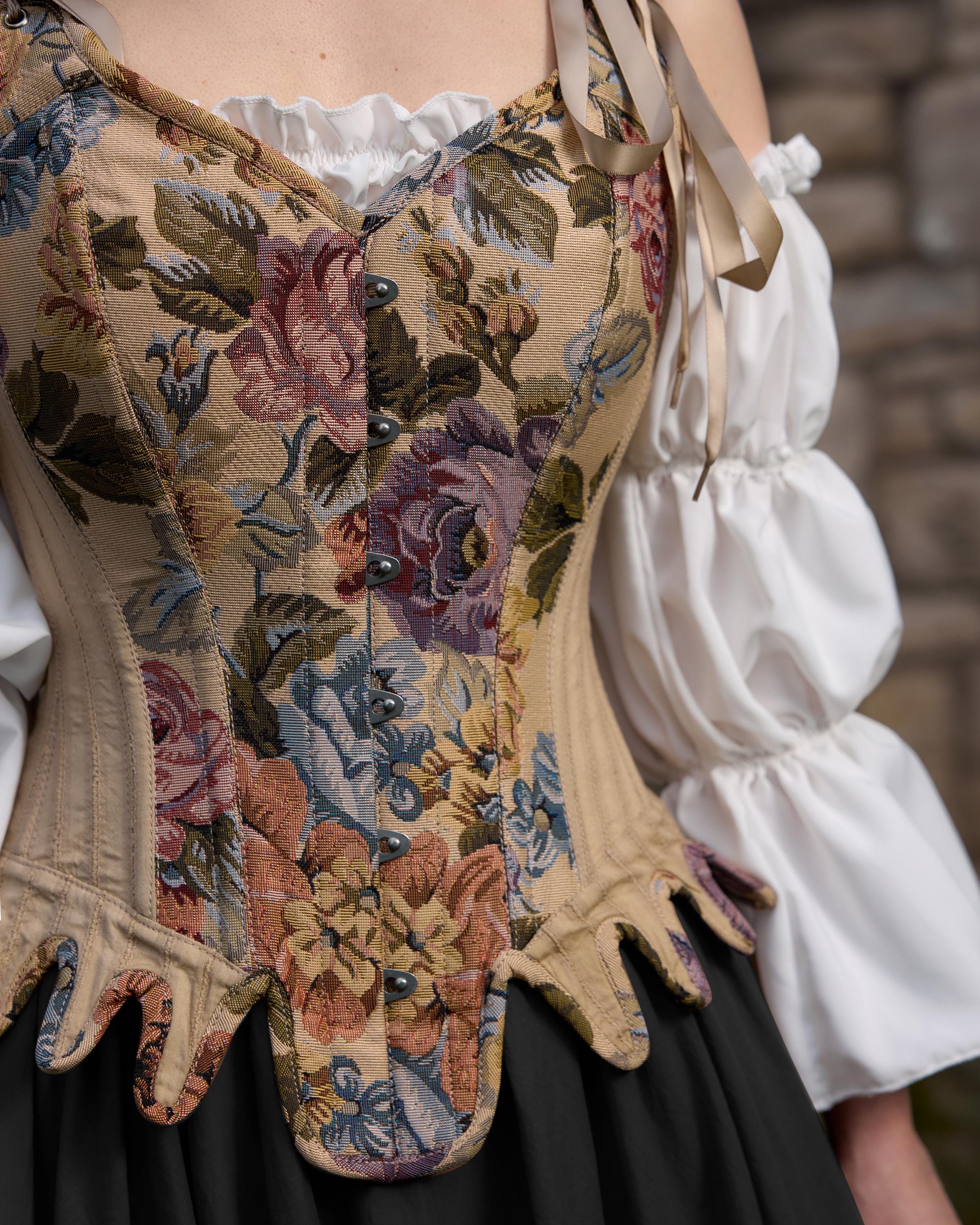 Renaissance Faire Cotton Dress - Tapestry Stays Corset - Ren Faire Costume - Etsy Renaissance Faire Cotton Dress - Tapestry Stays Corset - Ren Faire Costume - Etsy