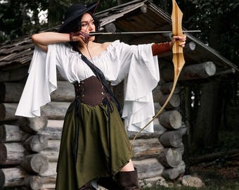 Renaissance Faire Layered Costume - Ren Faire Huntress Dress - Fantasy Shieldmaiden