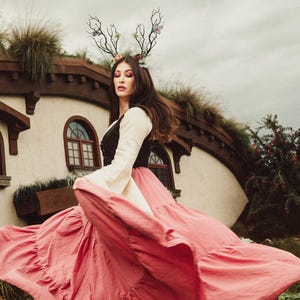 Renaissance Fair  3-piece 100% Cotton Dress Women Fantasy Medieval Cosplay Princess Costume - The Aurora.  Reminisce Brand