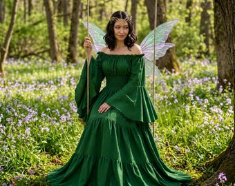 fairy elf dress Girl's Elf Costume Princess Fairy Outfit Halloween Party Fancy Dress main image 1