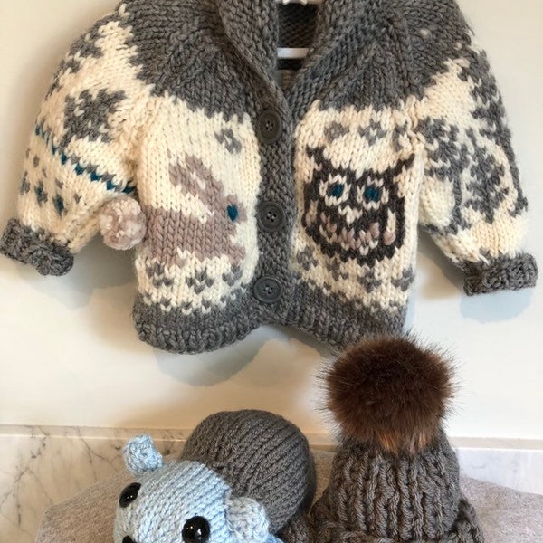 owl bunny moose sweater jumper  3mo - 4/5 years