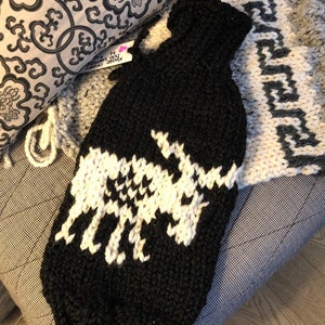 Chunky dog sweater handknit moose , XS-L image 1