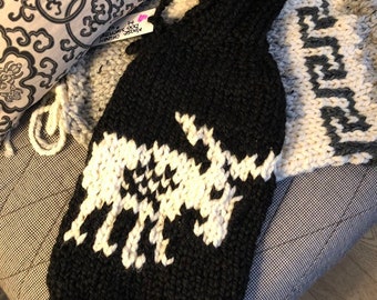 Chunky dog sweater handknit moose , XS-L