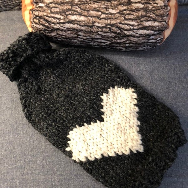 chunky handknit dog sweater big heart XS-L
