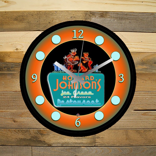 12 Inch Black Glass Replica Retro Wall Clock Classic Howard Johnsons