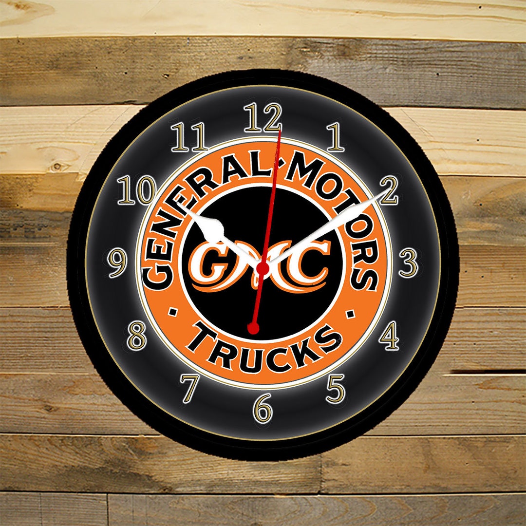 12 Inch Black Glass Replica Retro Wall Clock Classic GMC Pickup Truck ...