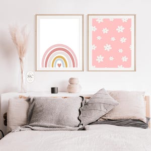 Rainbow and Daisy Set - Wall Art Print