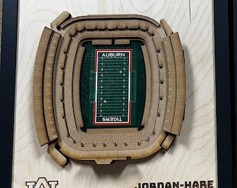 Framed 3d laser cut Jordan Hare Auburn Tigers Stadium Licensed