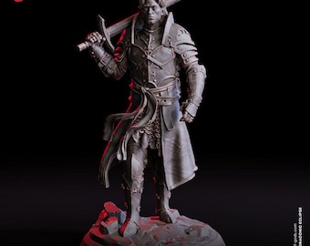 Human Male Knight with Sword / DND unpainted mini