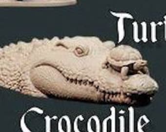 crocodile and turtle 28 mm scale mini dnd 5e