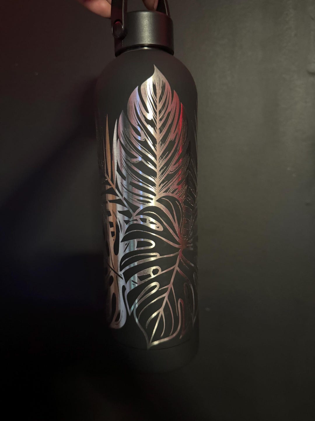 Stainless Steel Thermal Bottle - Midnight Monstera - Lunaria Rose main image 1