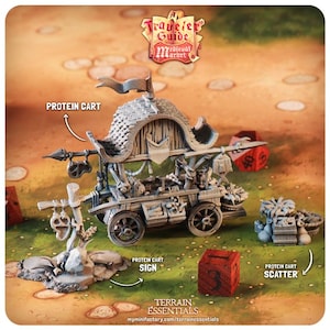 Meat Market Cart with sign / dnd unpainted scatter terrain