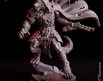 wolf gunslinger / dnd mini unpainted