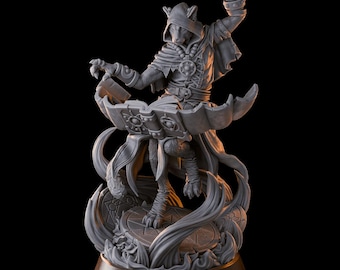 Catfolk Zauberer mit Buch / DND unbemalt mini