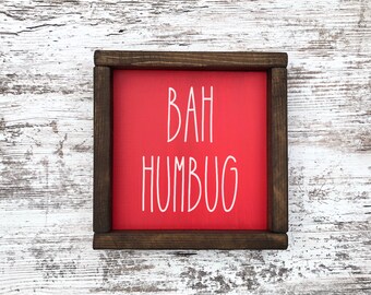 Bah hum bug metal hanging sign.