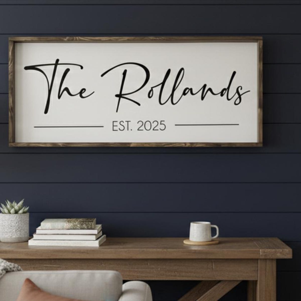 Personalized Family Name Sign With Established Date, Farmhouse Wall Decor for Living Room, Last Name Wood Sign, Wedding & Anniversary Gift - Etsy