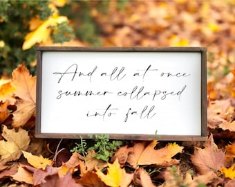 Rustic Farmhouse Fall Sign: Summer Turns to Fall Wooden Decor