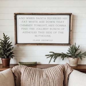Letrero con una frase divertida sobre las vacaciones de Navidad, decoración navideña rústica