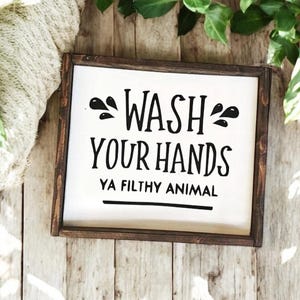 Wash Your Hands Sign, Funny Bathroom Decor, Rustic Bathroom Humor Sign, Humorous Bathroom Saying, Funny Handwashing Sign, Toilet Decor