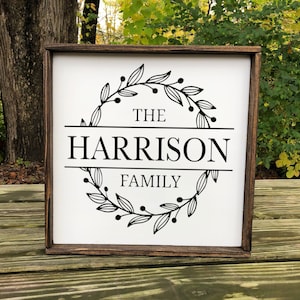Personalized Printed Wood Family Name Sign - Custom Wood Sign - Personalized Family Name Sign - Wedding Gift - Anniversary Gift - Home Decor