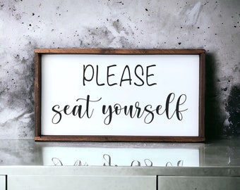 Please Seat Yourself Sign | Bathroom Decor | Farmhouse Bathroom | Bathroom Sign | Wood Signs | Wood Signs For Home Decor | Rustic Decor