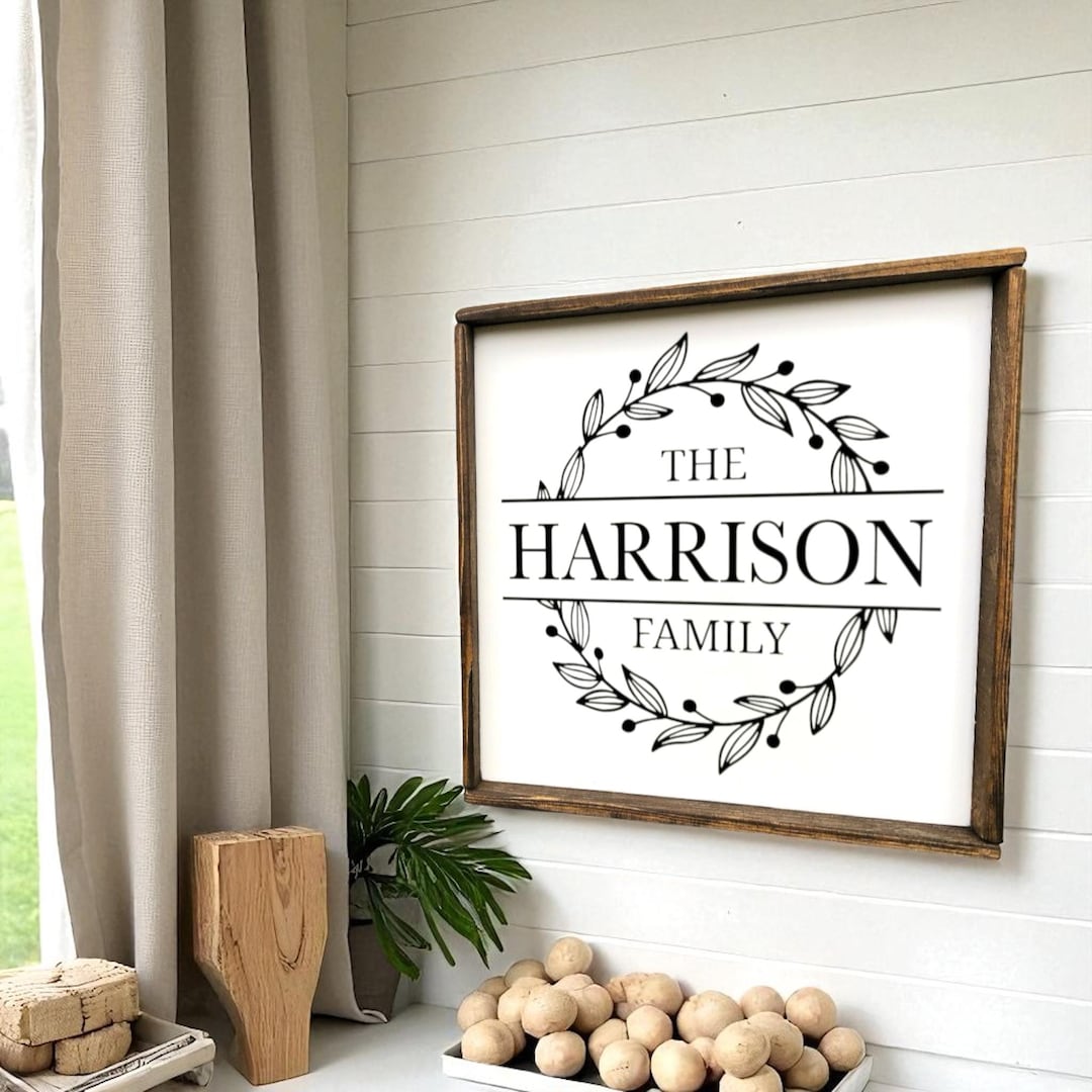 Custom Family Name Wood Sign, Rustic Farmhouse Wreath Decor - Etsy