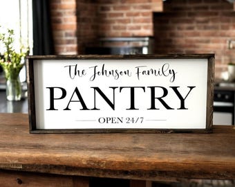 Personalized Farmhouse Pantry Wood Sign, Custom Kitchen Decor