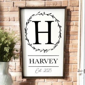 Personalized Farmhouse Sign, Custom Monogram, Last Name & Established Year, Rustic Family Name Sign, Wood Decor, Custom Family Name Sign