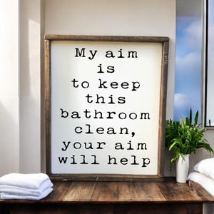 Modern Farmhouse Toilet Sign, Funny Bathroom Art, Clean Bath Decor, Bathroom Rules, Bathroom Etiquette Art, Clean Toilet Quote