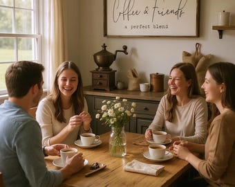 Coffee & Friends Wood Sign, Farmhouse Kitchen Decor