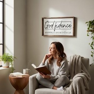God-fidence Farmhouse Wood Sign: Rustic Christian Home Decor