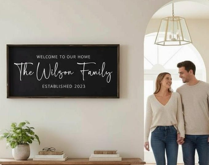 Personalized Farmhouse Welcome Sign: Custom Family Name, Established Date