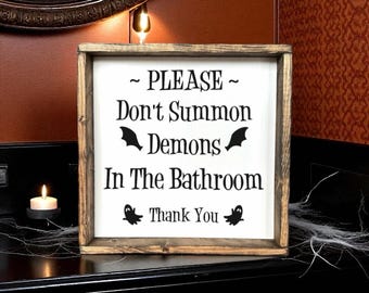 Funny Halloween Bathroom Sign, Spooky Farmhouse Decor