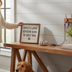 Rustic Farmhouse Pet Welcome Sign: "Home is Where..."