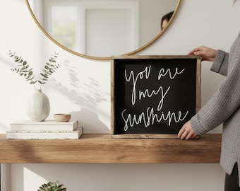 You Are My Sunshine Wood Sign | Farmhouse Nursery Decor | Rustic Framed Wall Art | Neutral Home Decor | Baby Shower Gift | Living Room Decor