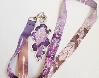 Dark Crystal Lanyard with Crystal Charm