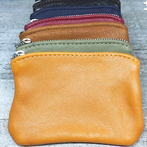 Grande pochette en cuir avec fermeture à glissière 6 pouces, fermeture à glissière de 6 pouces, 6 x 4 pouces, pochette pour pièces de monnaie, porte-monnaie, porte-monnaie, fabriqué aux États-Unis