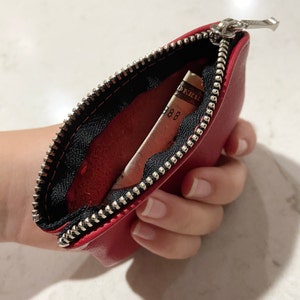 Small Leather Zipper Pouch4 inch, Leather Coin Pouch, Made In USA. image 2