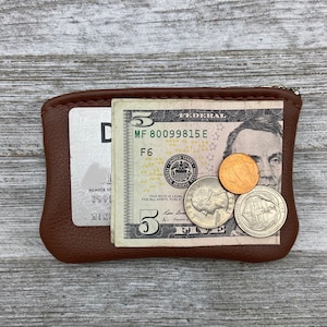 Medium Leather Zipper Pouch, Credit Card Zipper Pouch, Coin Pouch, Coin Case, Coin Purse, Made In USA. image 4