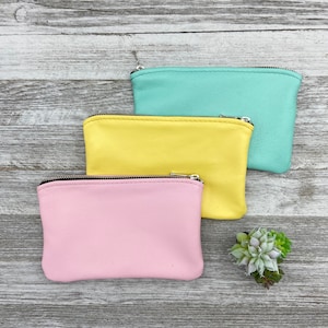 Pochette en cuir avec fermeture éclair 7 pouces, porte-monnaie, porte-monnaie, porte-monnaie, fabriqué aux États-Unis
