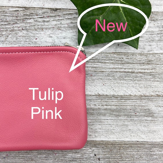Large Leather Zipper Pouch 6 Zipper 4 x6