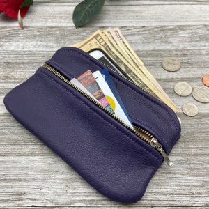 Monedero con doble cierre de 7" 7" x 4 1/4" x 1/2", bolsa con doble cierre, hermosa billetera, bolso de mano, fabricado en EE. UU.